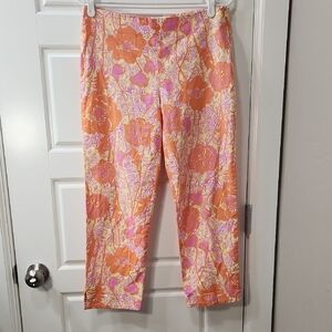 Lilly Pulitzer Floral Print Pants in Orange and Pink - Size 6